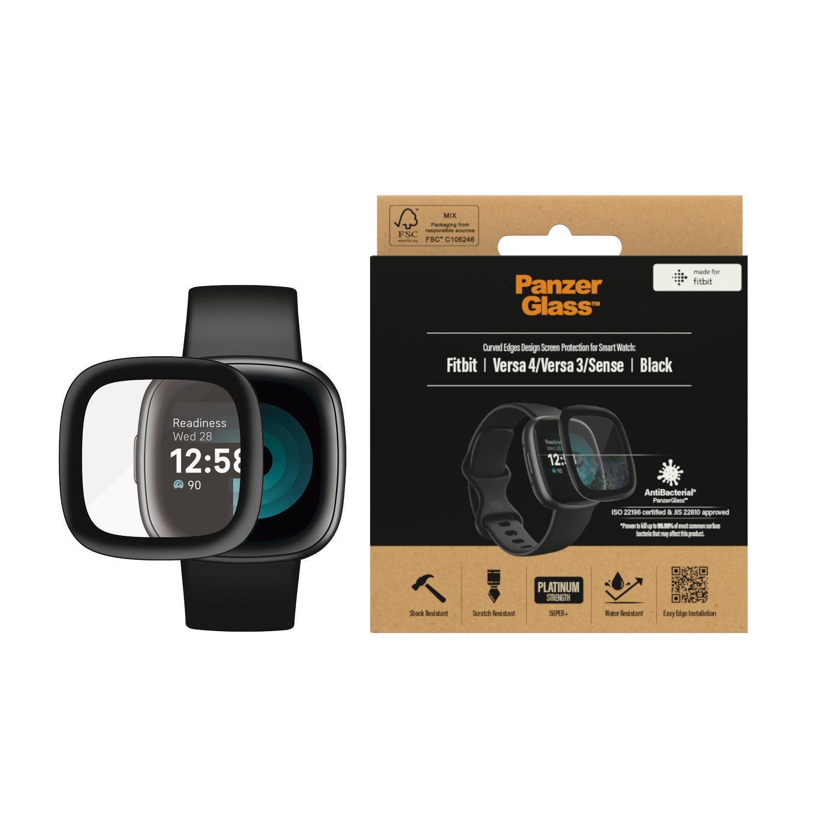 PanzerGlass® Fitbit Versa 4 | Versa 3 | Sense | Screen Protector Glass